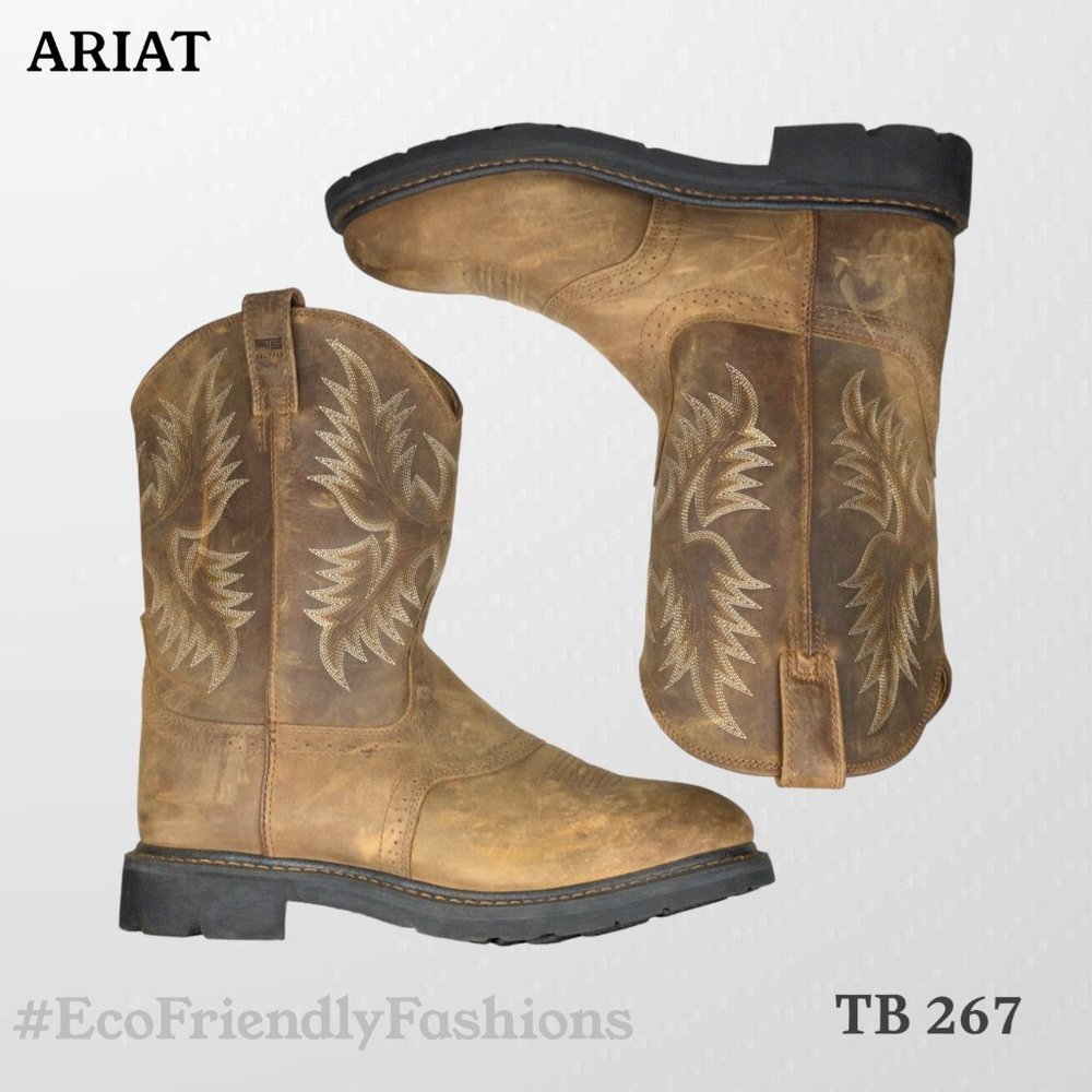 Ariat Sierra Saddle Work Boot Men's Brown Round Toe Pull On Size 13 D - Picture 4 of 7